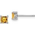 thumbnail image 1 of Sterling Silver 4mm Princess Citrine Post Earrings (5 X 5) Made In China qbe28nov, 1 of 6