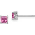 thumbnail image 1 of Sterling Silver 4mm Princess Created Pink Sapphire Post Earrings (5 X 5) Made In China qbe28oct, 1 of 6