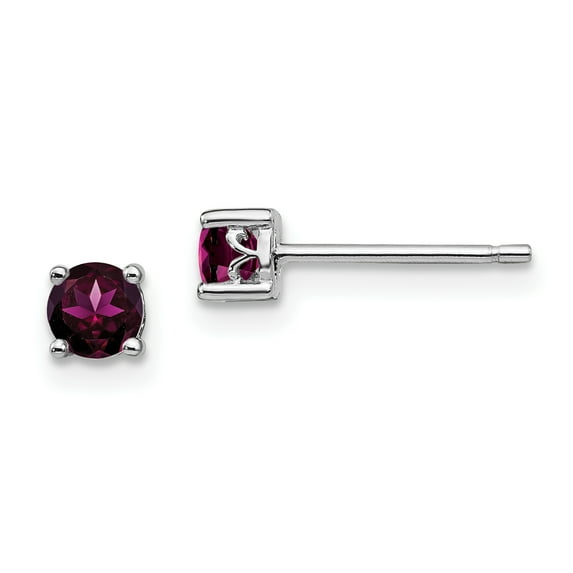 Sterling Silver 4mm Round Rhodolite Garnet Post Earrings Sterling Silver Earrings