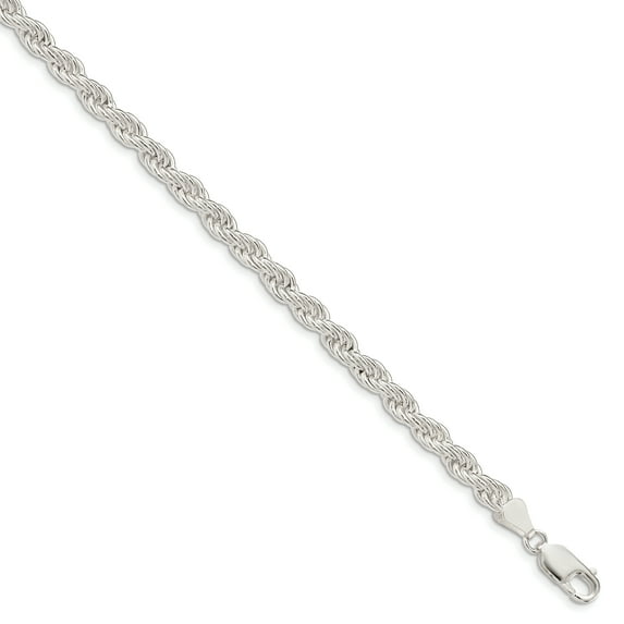 Sterling Silver 5.0mm Solid Rope Chain Bracelet Size 8