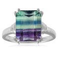 thumbnail image 1 of Sterling Silver 5.17ct Octagon Fluorite Solitaire Ring, 1 of 3