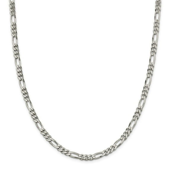 Sterling Silver 5.25mm Figaro Chain Necklace - 35.8 Grams - 30 Inch
