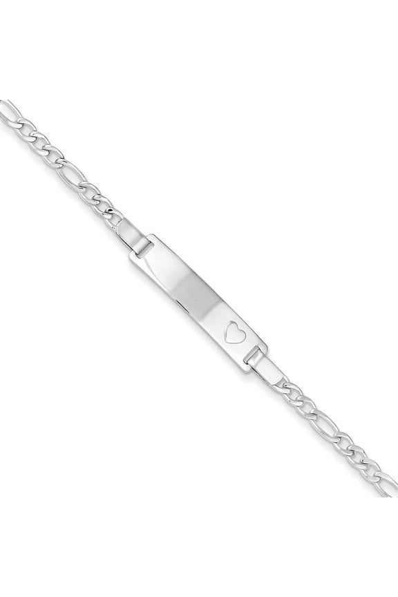 Sterling Silver Baby ID with Heart Bracelet