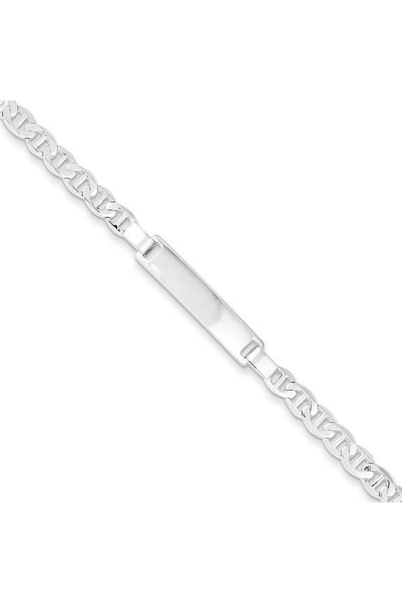 Sterling Silver Engraveable Childrens ID Anchor Link Bracelet