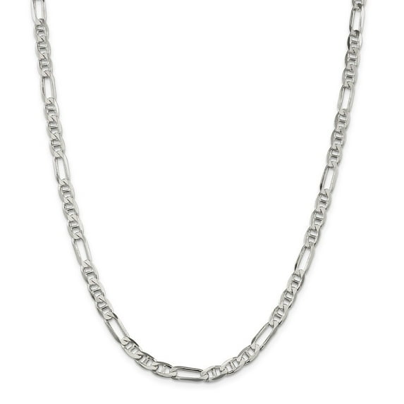 Sterling Silver 5.5mm Figaro Anchor Chain Necklace - 20.4 Grams - 18 Inch - Lobster Claw