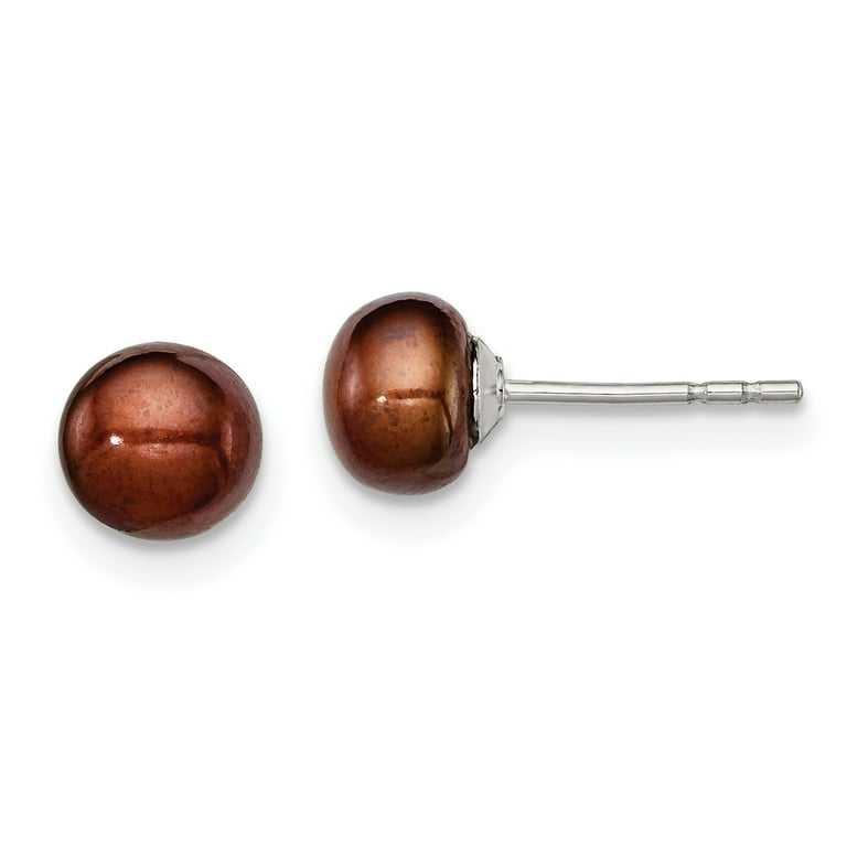 Sterling Silver 6mm Cultured Freshwater Button Pearl Stud Earrings Sterling Silver 6mm Cultured Freshwater Button Pearl Stud Earrings