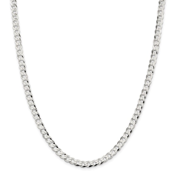 Sterling Silver 5.75mm Close Link Flat Curb Chain Necklace - 20.9 Grams - 24 Inch
