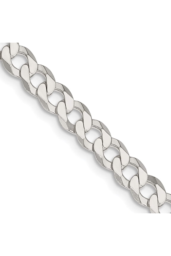 Sterling Silver 5.75mm Flat Curb Chain (16 X 5.75) Made In Italy qlb150-16
