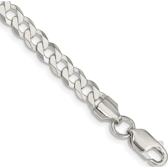 Sterling Silver 5.75mm Flat Curb Chain (7 X 5.75) Made In Italy qlb150-7