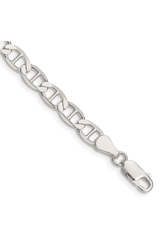 Sterling Silver 5.7mm Polished Flat Anchor Chain (Weight: 5.39 Grams, Length: 7 Inches)