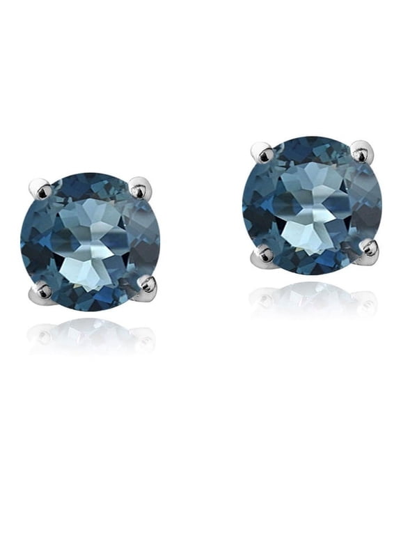Sterling Silver 5/8ct London Blue Topaz Stud Earrings, 4 mm