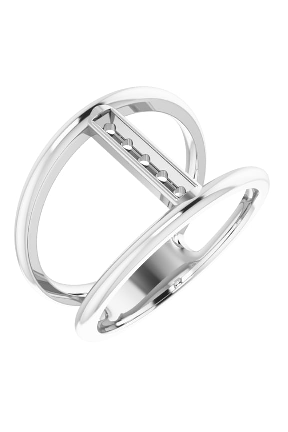 Sterling Silver 5 Five-Stone Family Negative Space Stackable Fashion Ring Fine Jewelry For Women Gifts For Her (Mounting Only, Not All Stones Included), Size 7