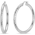 thumbnail image 1 of Sterling Silver 50x4MM Diamond Cut Hoop Earrings, 1 of 1