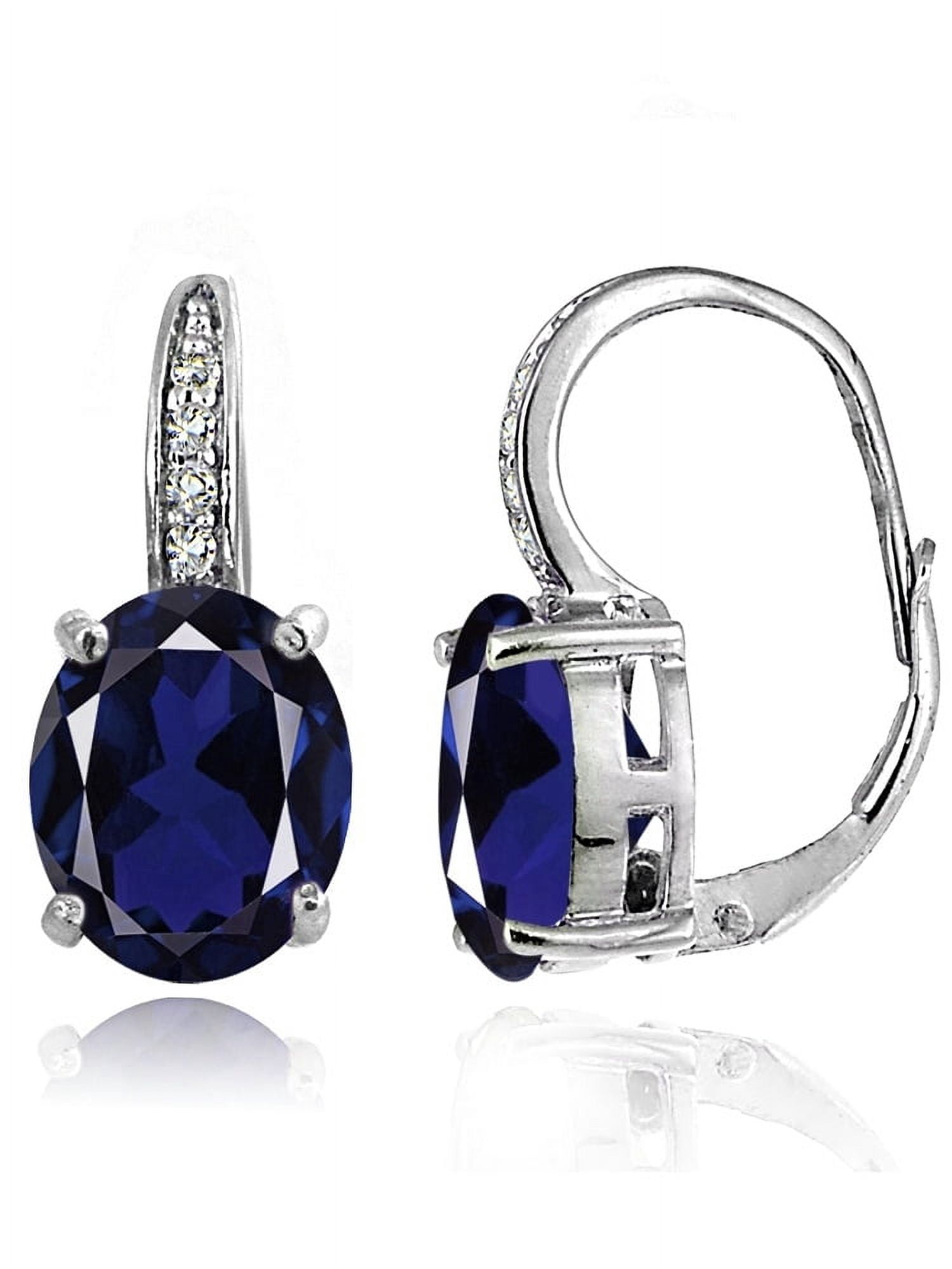 Sterling Silver 5ct Created Blue Sapphire White Topaz Oval