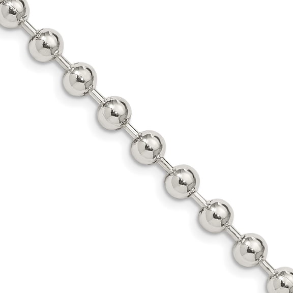 Finest Gold Sterling Silver 5 mm Beaded Chain