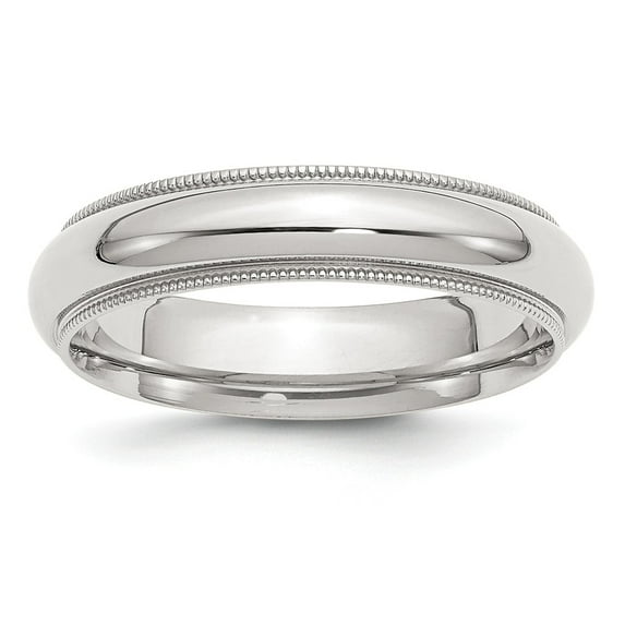 Sterling Silver 5mm Comfort Fit Half Round Milgrain Size 10 Band