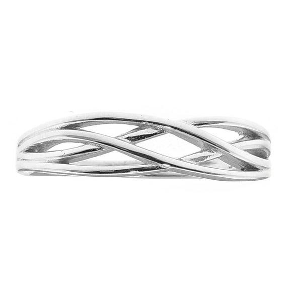 Sterling Silver 5mm Crisscross Wedding Band Ring for Women Rhodium Plated Anniversary Ring Size 8 by Ginger Lyne