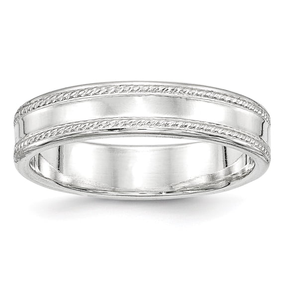 Sterling Silver 5mm Design Edge Band - Size 12