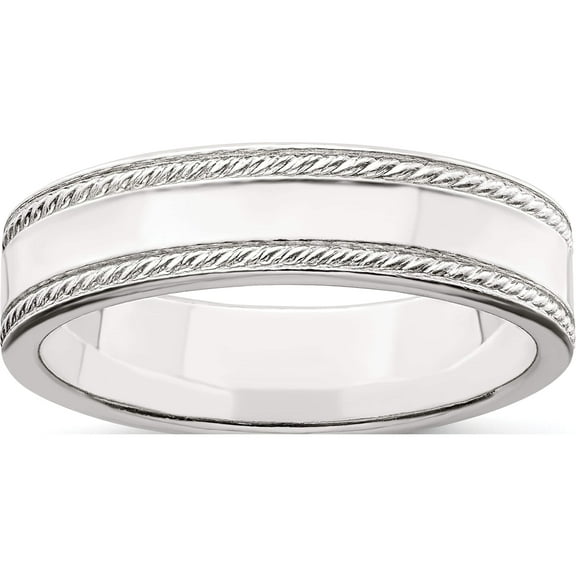 Jewelry by Sweet Pea Sterling Silver 5mm Flat with Rope Edge Size 4 Band