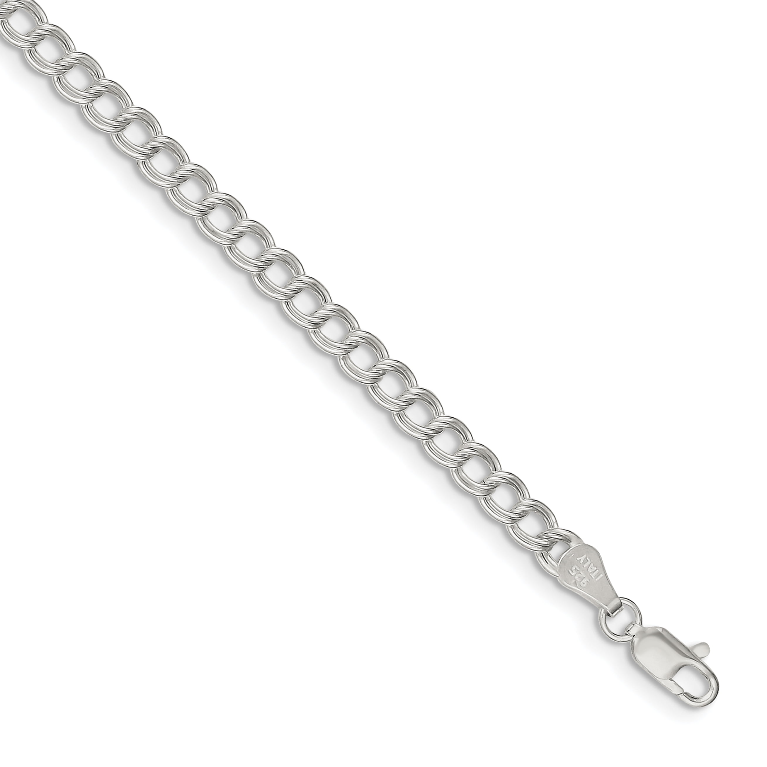 Sterling Silver 5mm Double Link Charm Bracelet