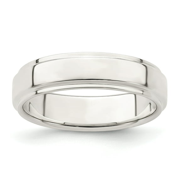 925 Sterling Silver Polished Flat Band 5mm-Flat With Step Edge Size 6-Band Ring - Jewelry Gift for Mom