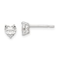 thumbnail image 1 of Sterling Silver 5mm Heart 3 Prong Basket Set CZ Stud Earrings Sterling Silver Earrings, 1 of 1