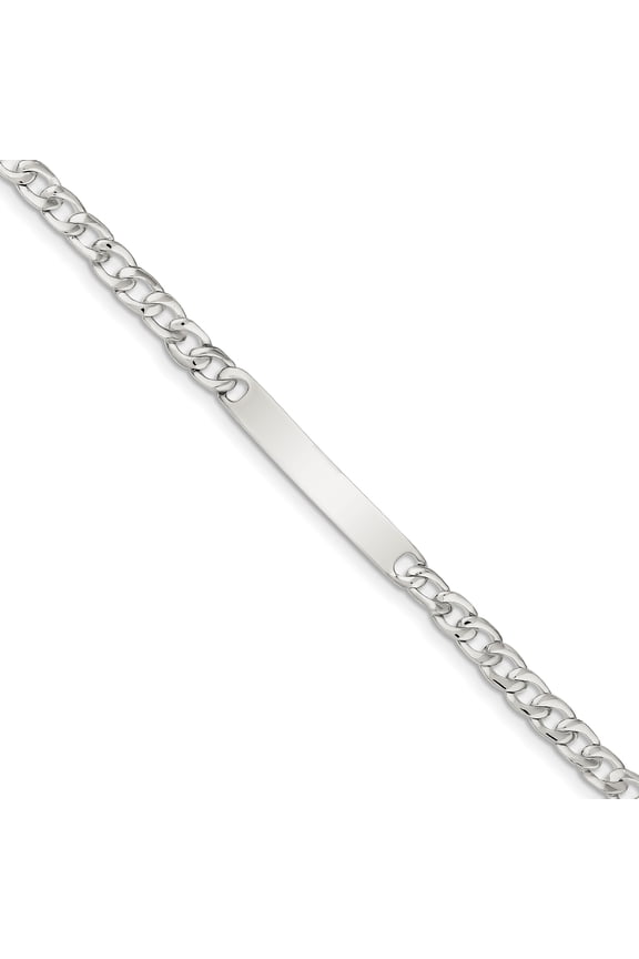 925 Sterling Silver 5mm Small ID Plate Curb Link Chain Bracelet