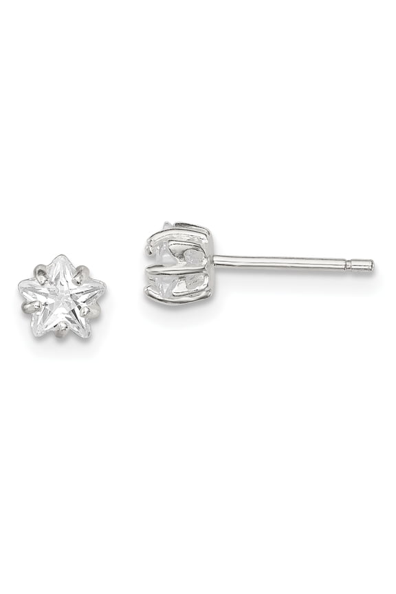 Sterling Silver 5mm Star Basket Set CZ Stud Earrings Sterling Silver Earrings