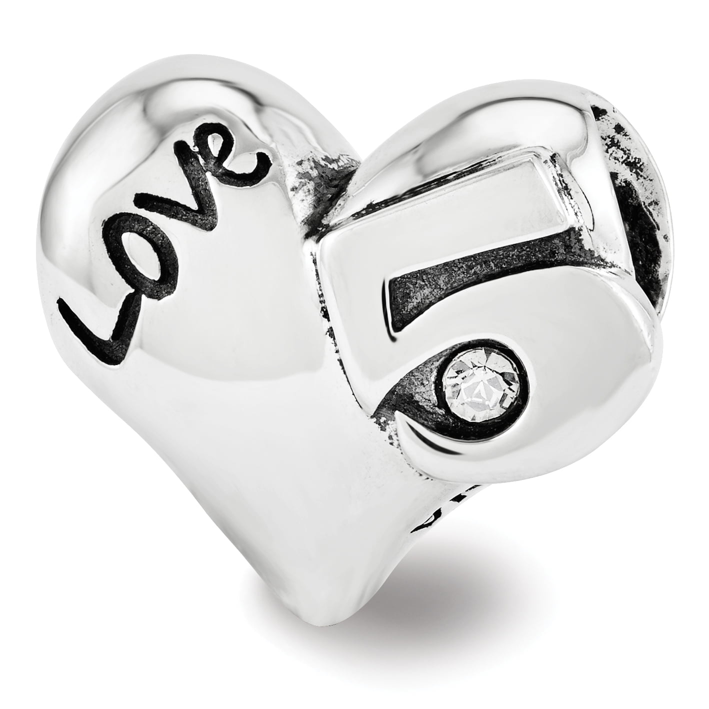 BLACK BOW JEWELRY COMPANY Sterling Silver 5th Anniversary Heart Charm with Swarovski Crystals