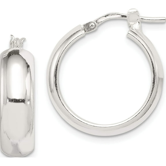 Sterling Silver 6.00mm Hoop Earrings (22 X 20) Made In Italy qe832