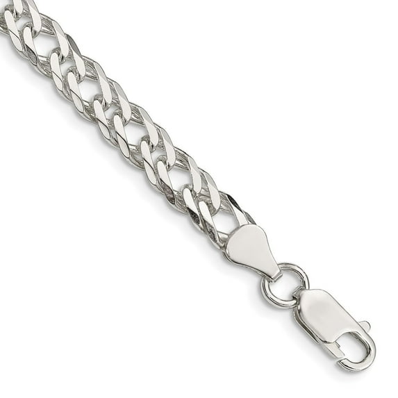Primal Silver Sterling Silver 6.25mm Double 6 Side Diamond-cut Flat Link Chain Bracelet