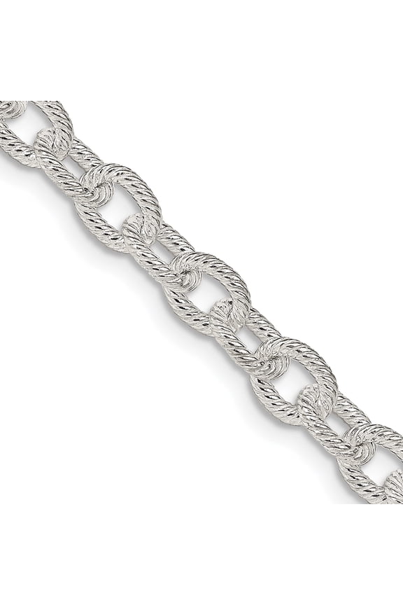 Sterling Silver 6.25mm Fancy Patterned Rolo Chain (16 X 6.25) Made In Italy qfc48-16