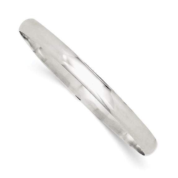 Sterling Silver 6.25mm Solid Plain Slip-On Bangle Bracelet - 15.3 Grams