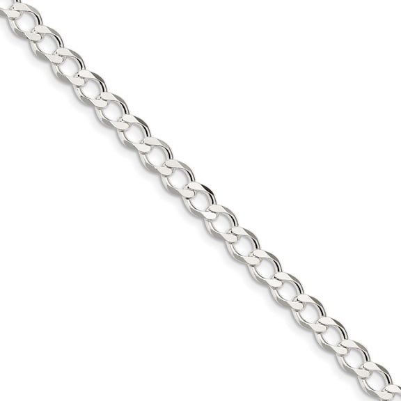Sterling Silver 6.4mm Polished Flat Curb Chain Bracelet - 9.0 Grams - 7 Inch