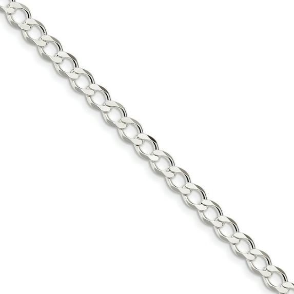 Sterling Silver 6.4mm Polished Flat Curb Chain (Weight: 8.79 Grams, Length: 7 Inches)