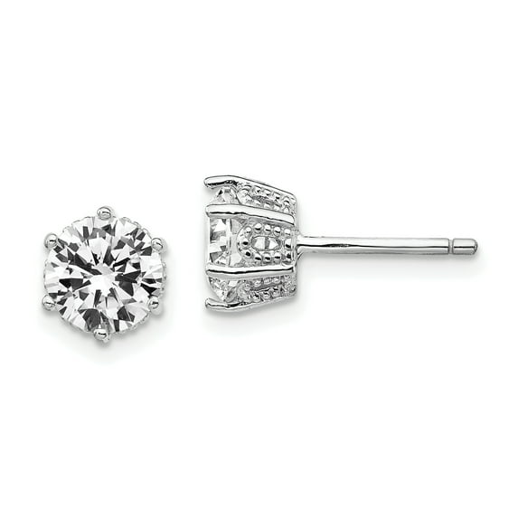 Sterling Silver 6.5mm Cubic Zirconia Stud Earrings