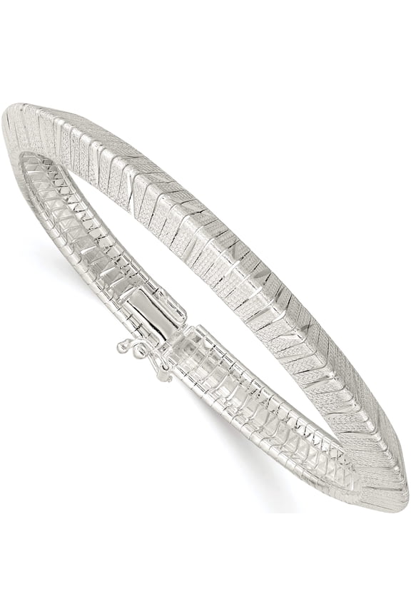 Sterling Silver 6.5mm Diamond-Cut Knife-Edge 7.5In Bracelet (7.5 X 6.5) Made In Italy qg4945-7.5