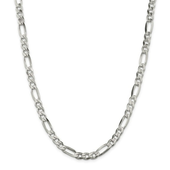 Sterling Silver 6.5mm Figaro Chain Necklace - 41.5 Grams - 26 Inch