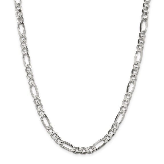 Sterling Silver 6.5mm Figaro Chain Necklace