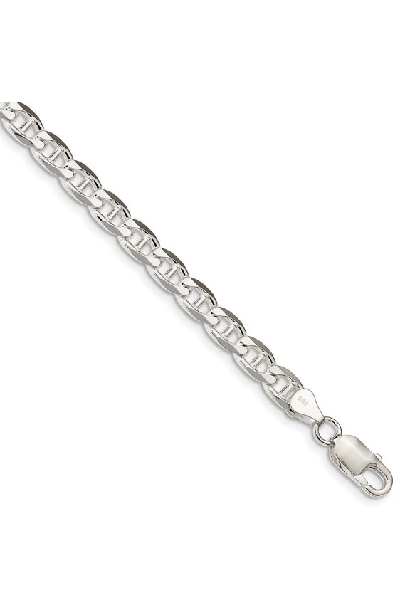 Sterling Silver 6.5mm Flat Anchor Chain Bracelet - 13.1 Grams - 7 Inch