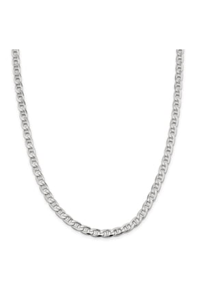 Sterling Silver 6.5mm Flat Anchor Chain (Weight: 47.29 Grams, Length: 26 Inches)