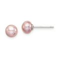 thumbnail image 1 of Sterling Silver 6-7mm Purple Freshwater Cultured Button Pearl Stud Earrings, 1 of 3