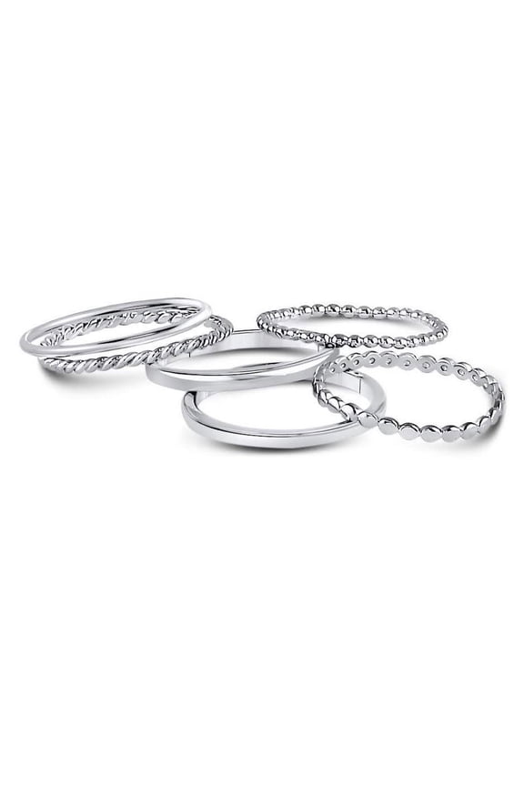 Sterling Silver 6 Band Stackable Ring Set