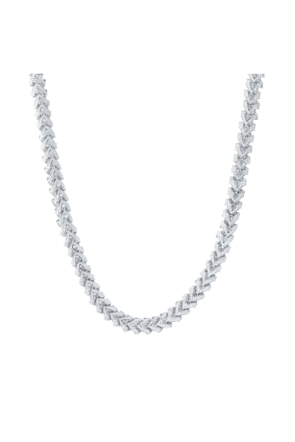 Sterling Silver 6 Cttw Diamond 8.00mm Franco Men's Chain, Length: 22 Inch