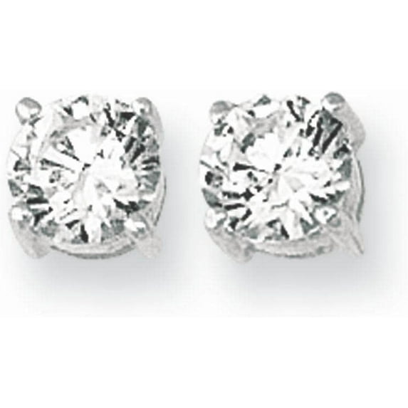 Sterling Silver 6MM Round CZ Stud Earring with Push Back. This item is Rhodium Plated.