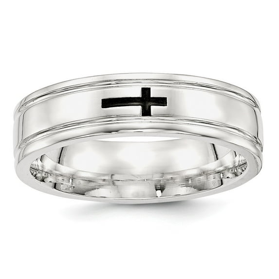 Sterling Silver 6mm Enamel Fancy Band Size 9.5 Ring