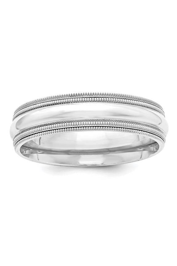 925 Sterling Silver Polished 6mm Comfort-Fit Double Milgrain Size 8 Band Ring - Jewelry Gift for Mom