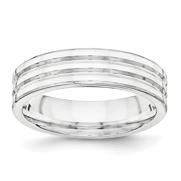 925 Sterling Silver Flat Band 6mm Polished Fancy Band Ring Size 7.5 Ring for Women and Men