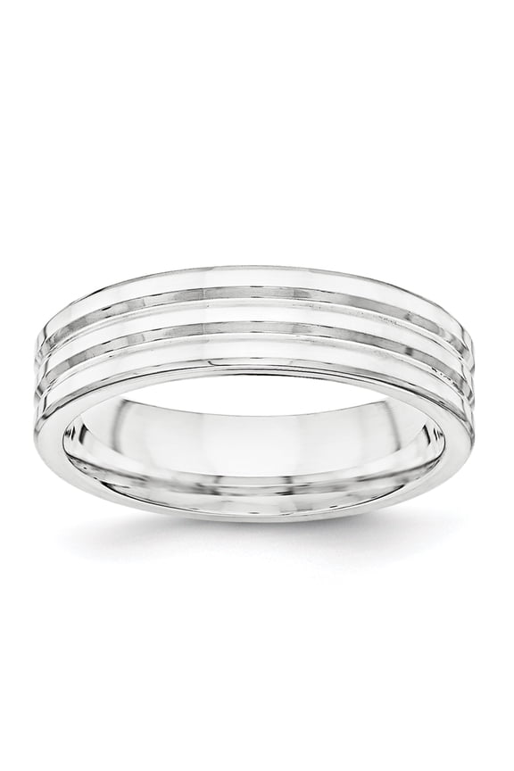 925 Sterling Silver Flat Band 6mm Polished Fancy Band Ring Size 7.5 Ring for Women and Men