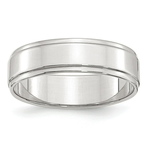 Sterling Silver 6mm Flat With Step Edge Size 8 Band Ring